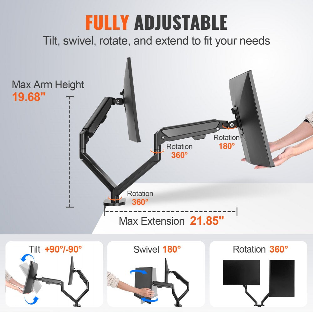 ZD200 - Adjustable Dual Monitor Arm for 13"-35" Screens, Up to 26.4 lbs