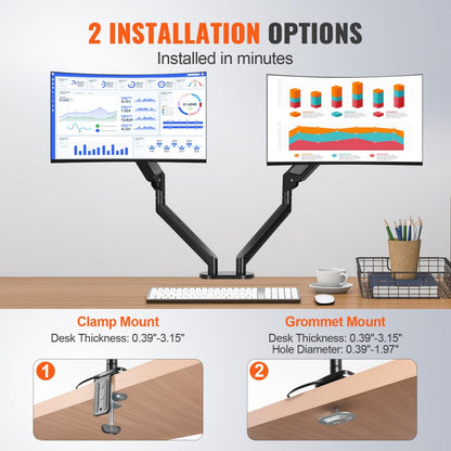 ZD200 - Adjustable Dual Monitor Arm for 13"-35" Screens, Up to 26.4 lbs