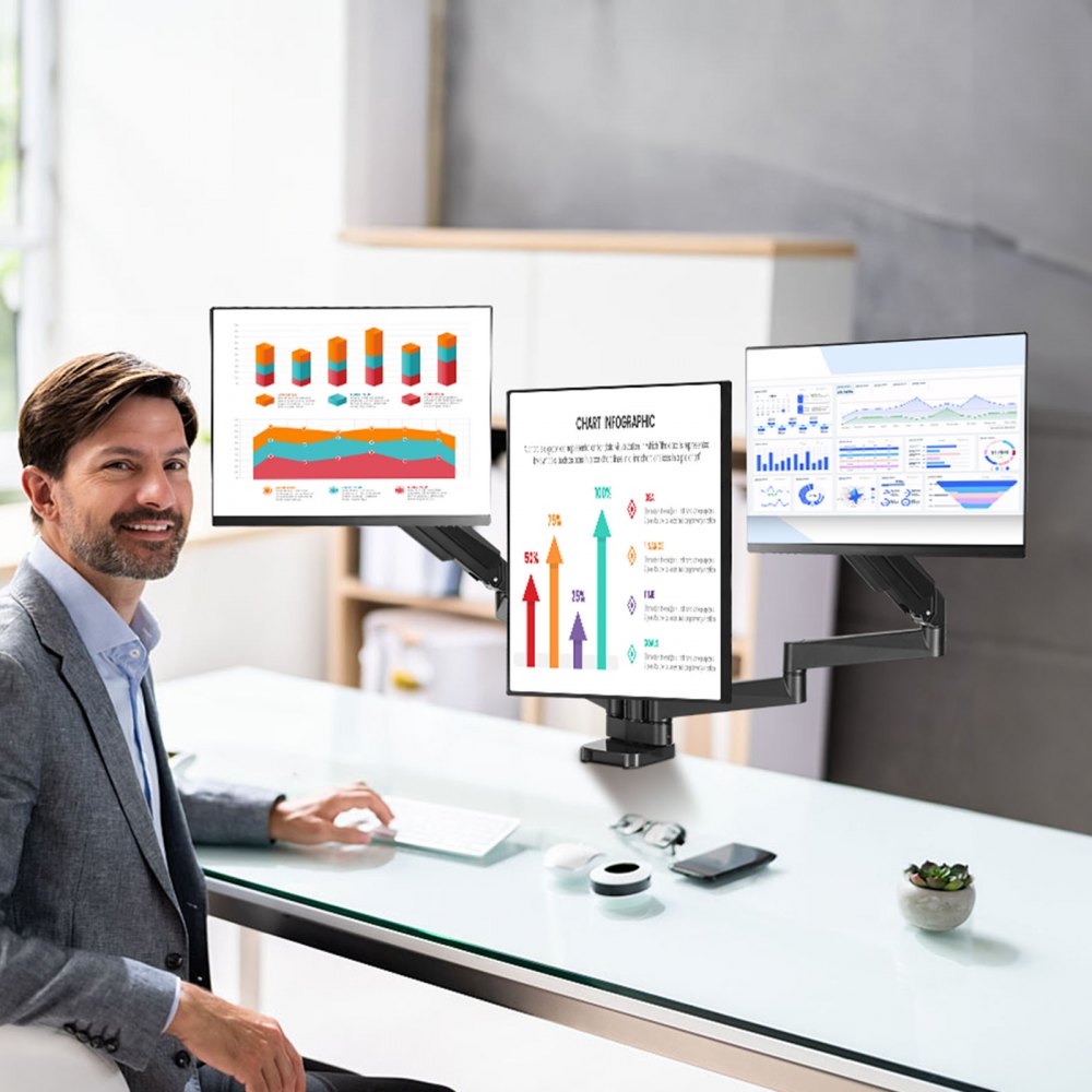 SL300 - VEVOR Triple Monitor Mount for 13"-27" Screens, 60 lbs Capacity