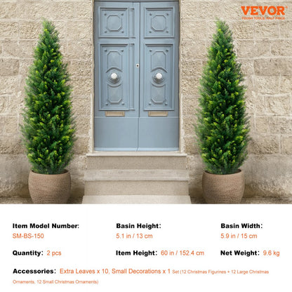 SM-BS-150 - 5' UV-Resistant Artificial Cedar Tree for Year-Round Greenery
