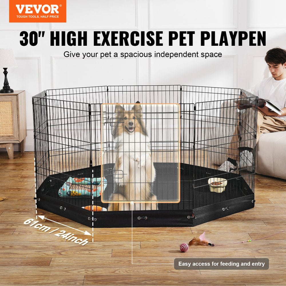 TT-PP1006M-F - 30" High Foldable Dog Playpen - 8 Panels, Indoor/Outdoor Use