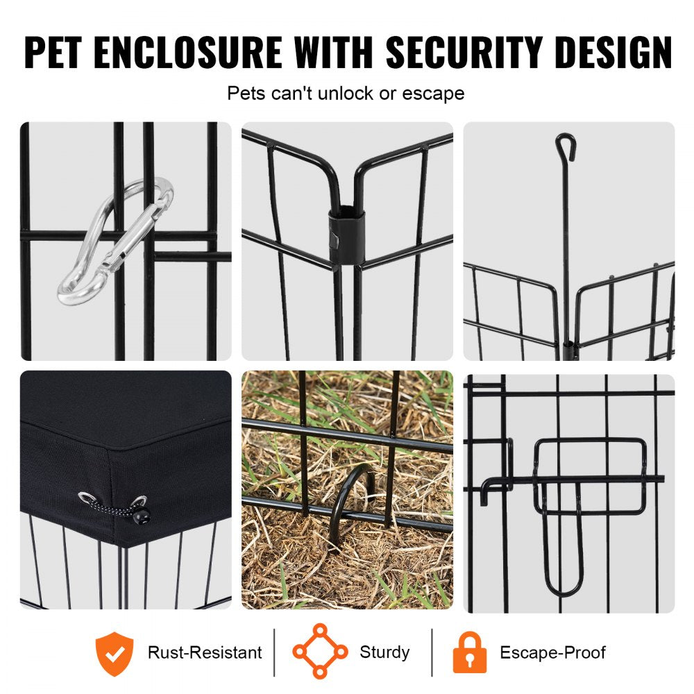 TT-PP1006M-C 30" High Metal Dog Playpen with Top Cover - 8 Panels