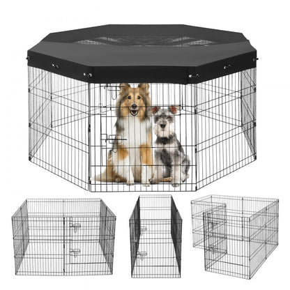 TT-PP1006M-C 30" High Metal Dog Playpen with Top Cover - 8 Panels