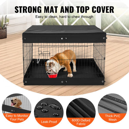 TT-PP1005S-FC - 24" Foldable Metal Dog Playpen with Waterproof Bottom Pad