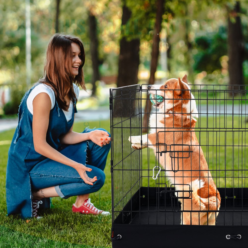 TT-PP1005S-FC - 24" Foldable Metal Dog Playpen with Waterproof Bottom Pad