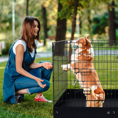TT-PP1005S-FC - 24" Foldable Metal Dog Playpen with Waterproof Bottom Pad