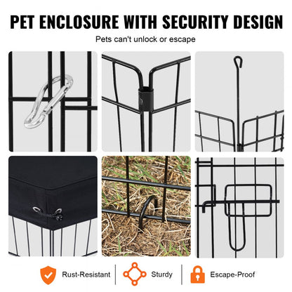 TT-PP1006M-FC - 30" Durable Metal Dog Playpen with Shade & Easy Access
