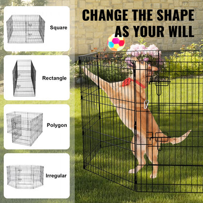 TT-PP1006M-FC - 30" Durable Metal Dog Playpen with Shade & Easy Access