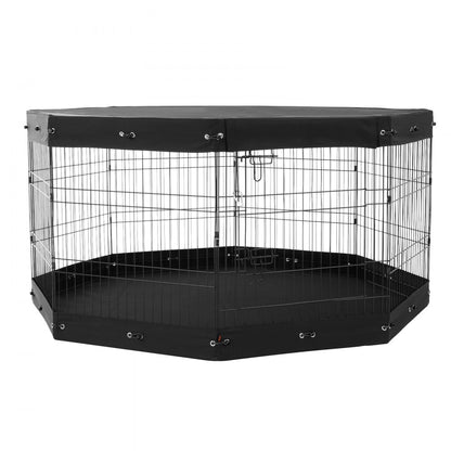 TT-PP1006M-FC - 30" Durable Metal Dog Playpen with Shade & Easy Access