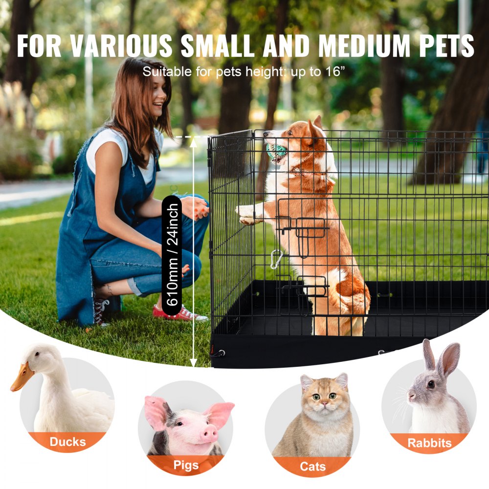 TT-PP1005S-F - 24" High Metal Dog Playpen with 600D Floor Mat