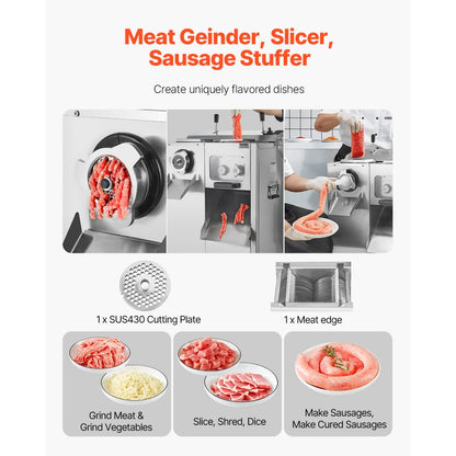 JQ-7F - High-Power Electric Meat Grinder & Slicer with Detachable Blade