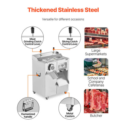JQ-7F - High-Power Electric Meat Grinder & Slicer with Detachable Blade
