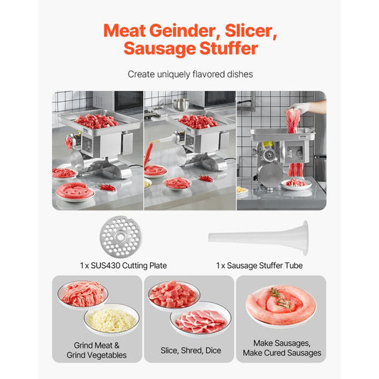 JQ-90A-12 - High-Power Electric Meat Grinder & Slicer for Efficient Sausage Making