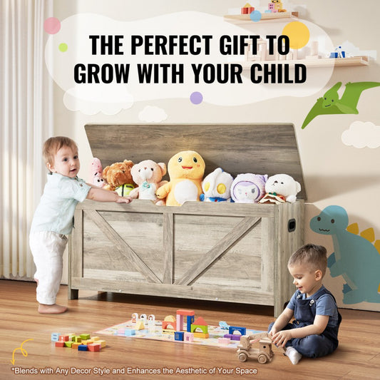 ETD03 - Durable Wooden Toy Chest & Bench, 39.15" x 15.55" x 18.9"