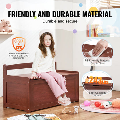 ETD02-2 - Stylish Cherry Toy Chest & Bench with Safe Design