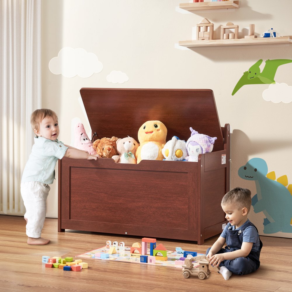 ETD02-2 - Stylish Cherry Toy Chest & Bench with Safe Design