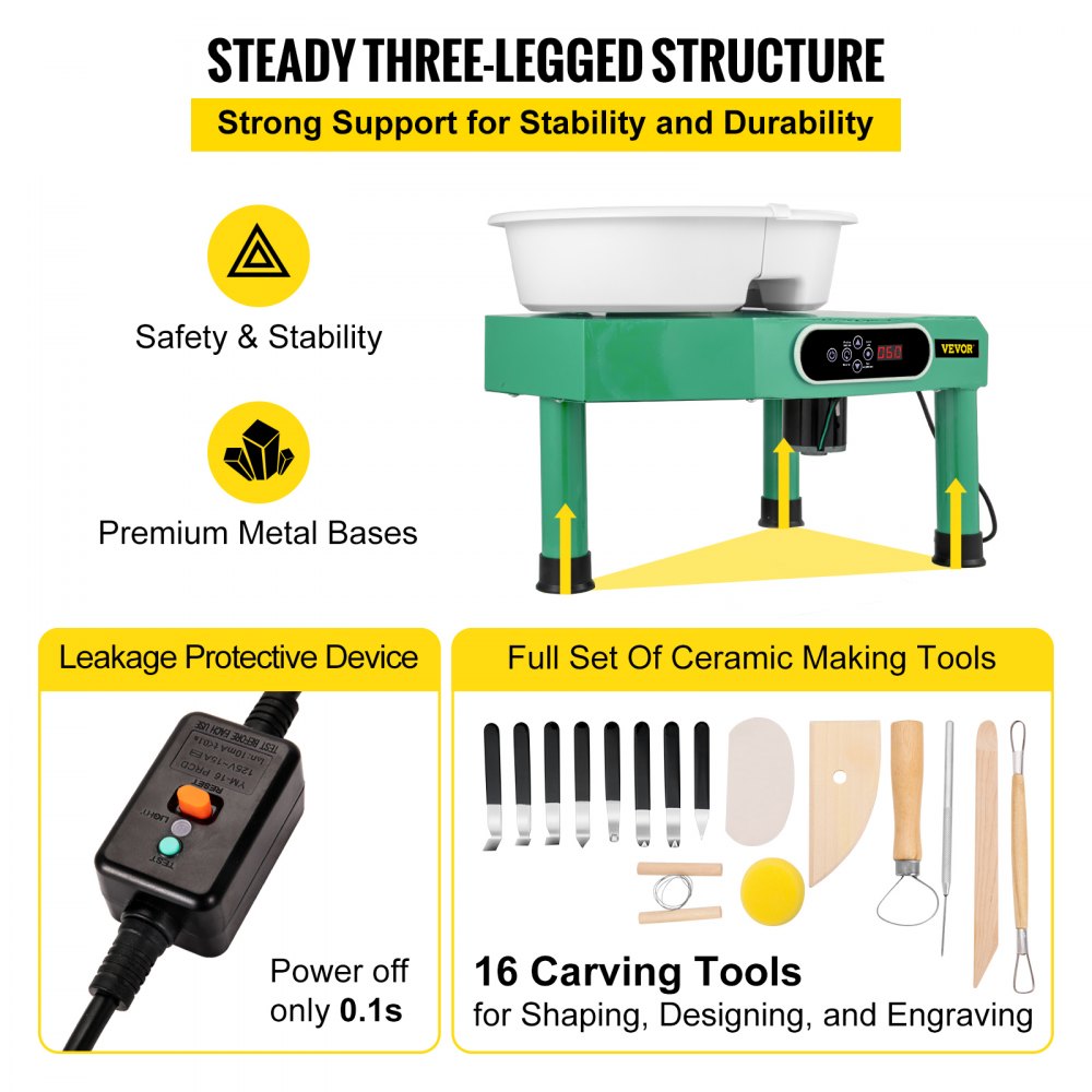 GCJX-008 - Compact 9.8" Pottery Wheel with LCD Touchscreen & Tools