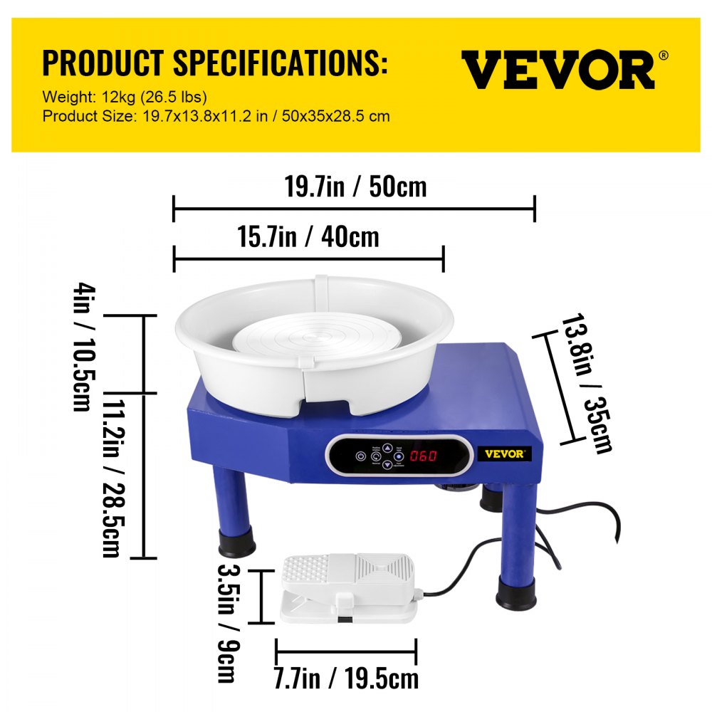 GCJX-008 - Compact 9.8" VEVOR Pottery Wheel for Ceramic Artists