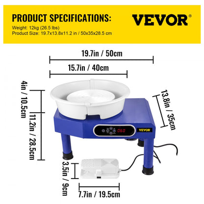 GCJX-008 - Compact 9.8" VEVOR Pottery Wheel for Ceramic Artists