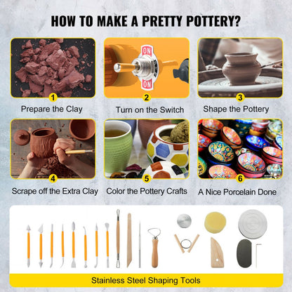 VH-851 - Portable Mini Pottery Wheel, 5.9" x 5.5", Durable Design