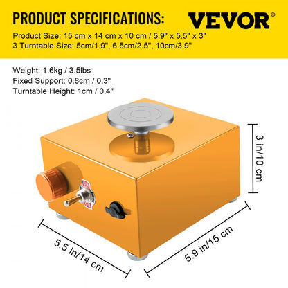 VH-851 - Portable Mini Pottery Wheel, 5.9" x 5.5", Durable Design