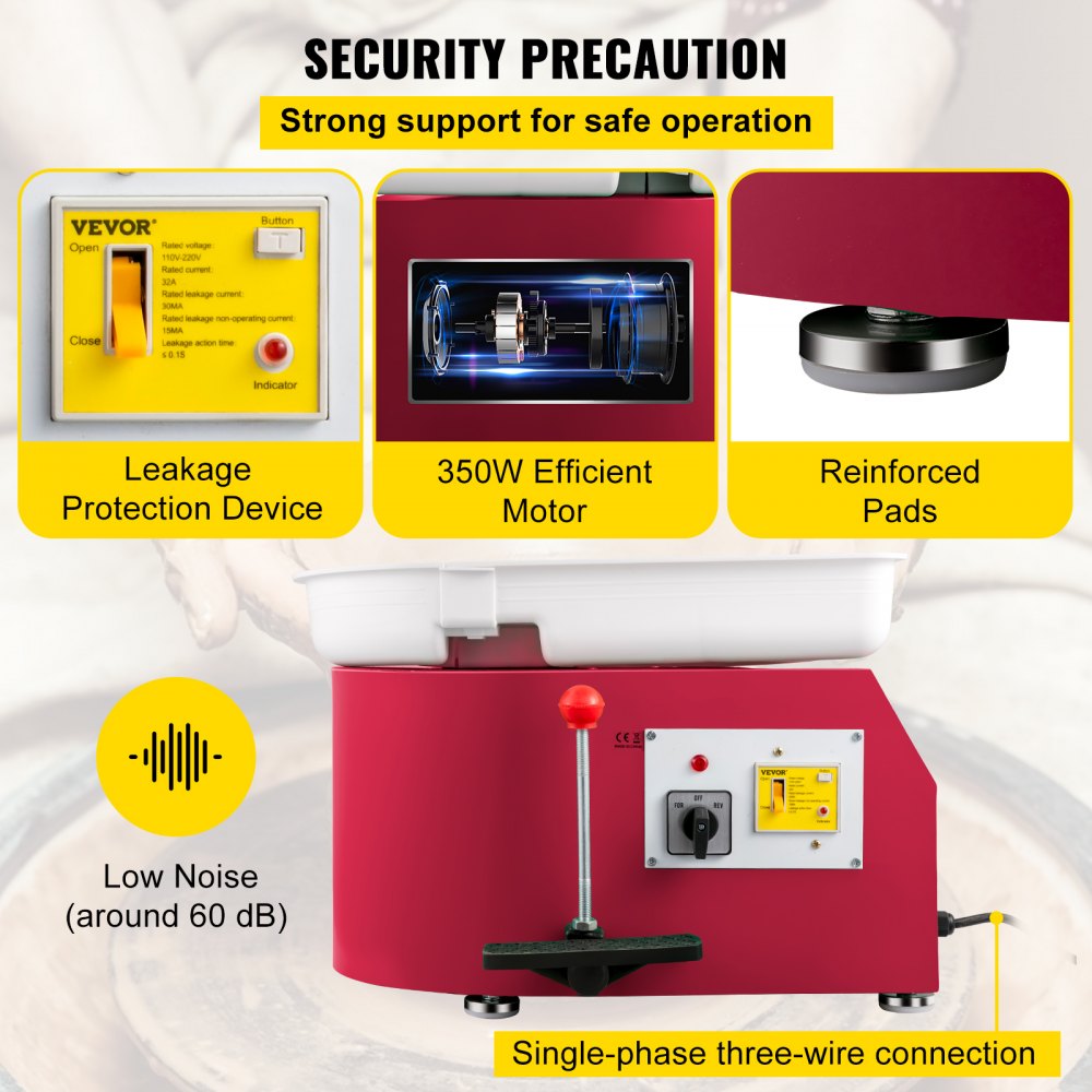 TYLPJ28-MC - 28 cm VEVOR Pottery Wheel with 350W Motor & Water Basin