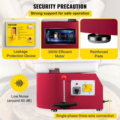 TYLPJ28-MC - 28 cm VEVOR Pottery Wheel with 350W Motor & Water Basin