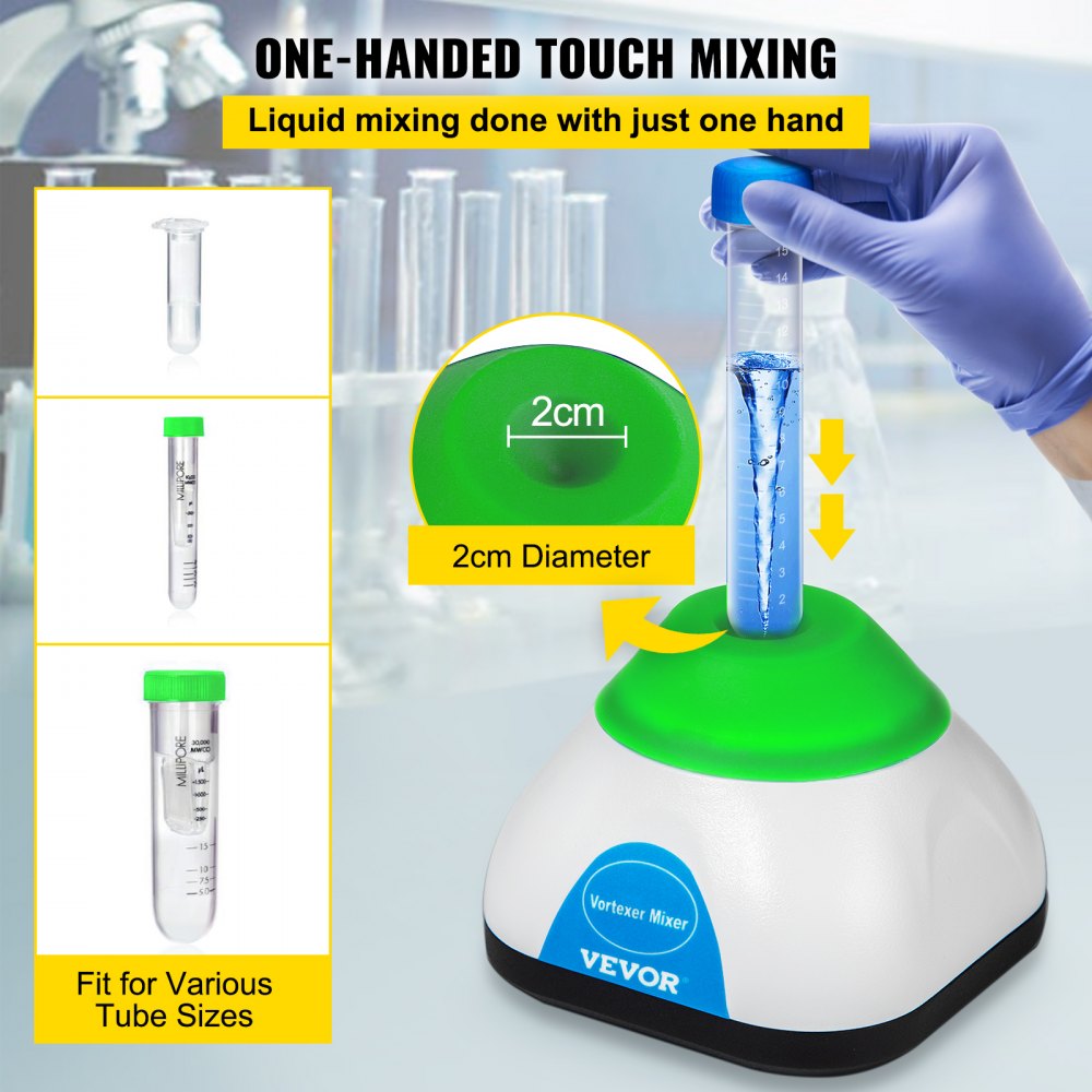 KW-3000-1B - Compact 3000RPM Vortex Mixer with 6mm Orbital Mixing Power