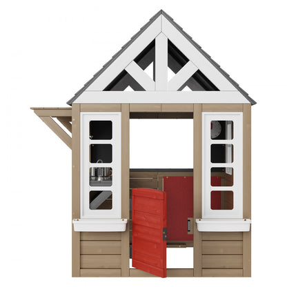 TLG91001 - Weather-Resistant Wooden Playhouse with Kitchen for Ages 2-8