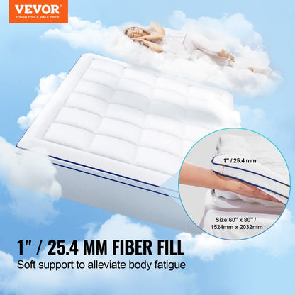 6080C3 - 1" Thick Fiber Fill Mattress Topper with Detachable Casing