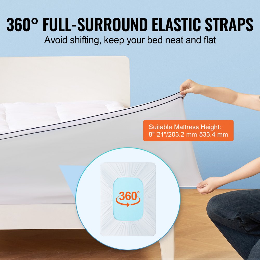 6080C3 - 1" Thick Fiber Fill Mattress Topper with Detachable Casing