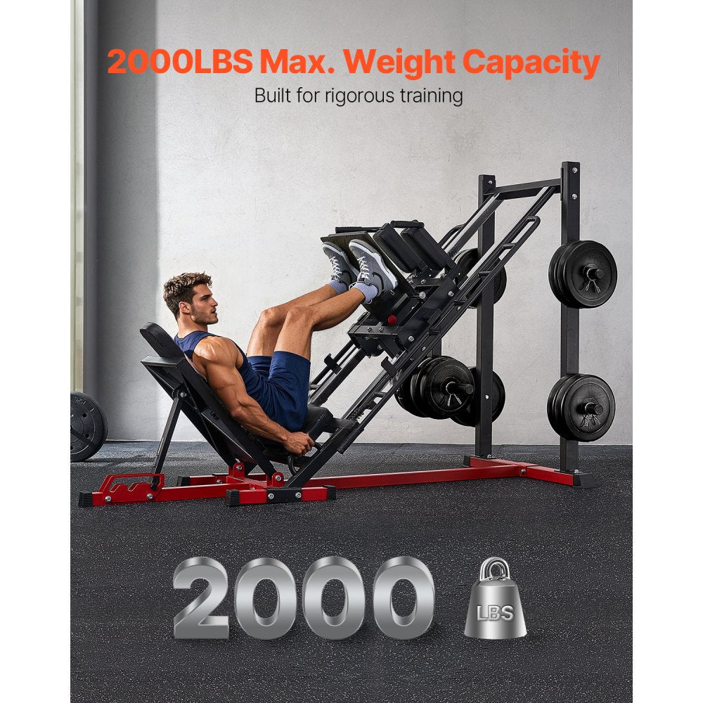 HM1904 - Durable 2000lbs Hack Squat & Leg Press Machine with Adjustable Backrest
