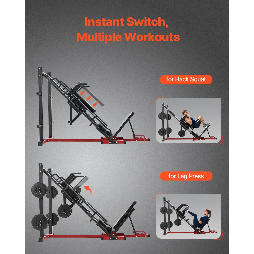 HM1904 - Durable 2000lbs Hack Squat & Leg Press Machine with Adjustable Backrest