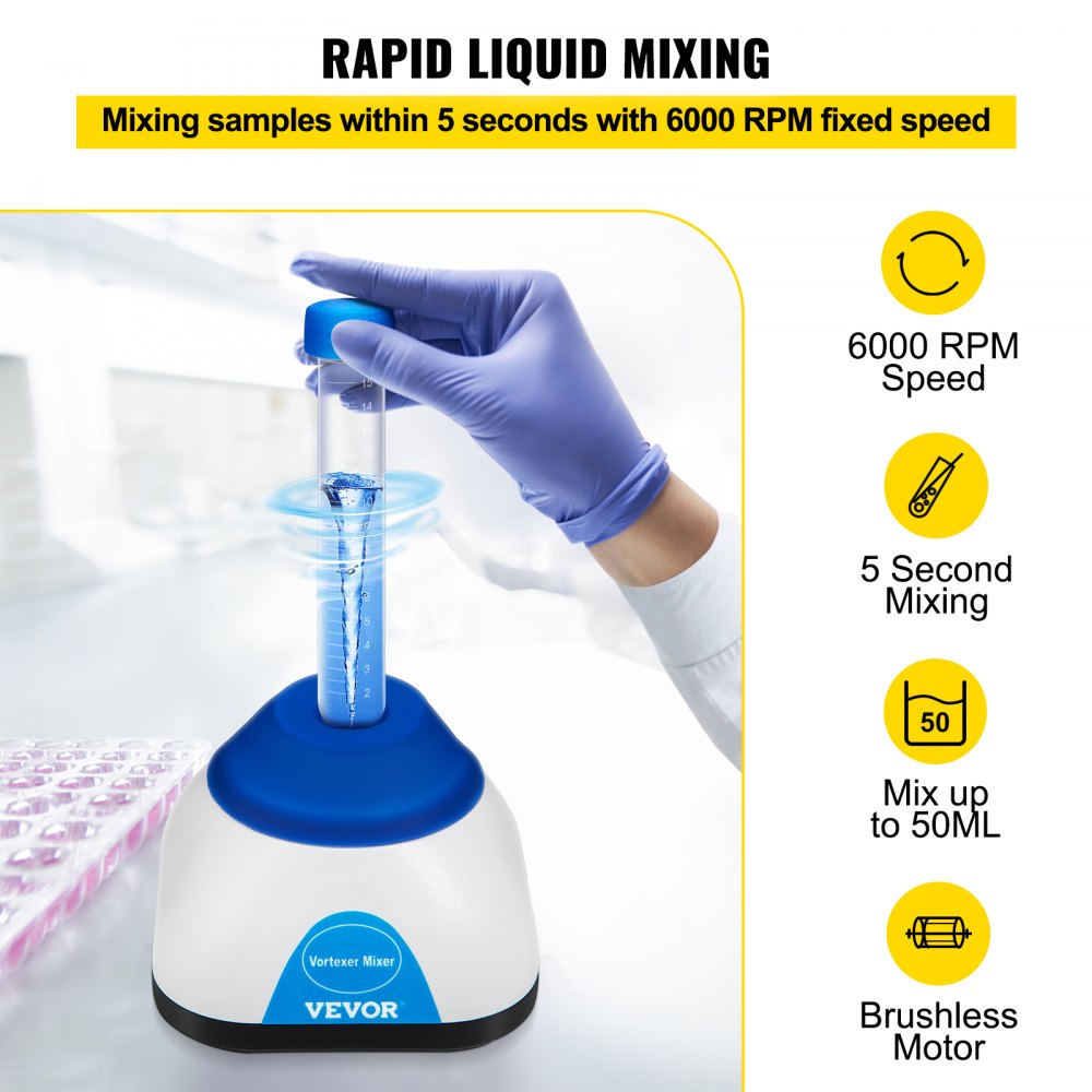 KW-5600-1L - 6000RPM Mini Vortex Mixer for Test Tubes and Liquids
