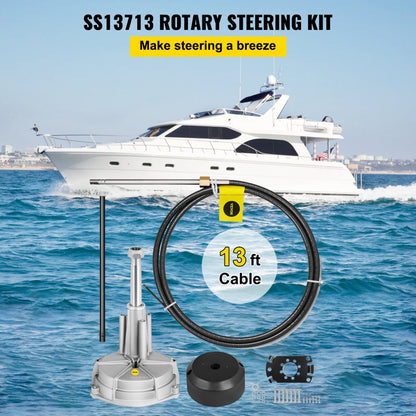 010579421251 - 13' Rotary Boat Steering Kit for Easy Maneuvering