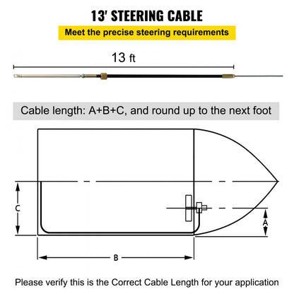 010579421251 - 13' Rotary Boat Steering Kit for Easy Maneuvering