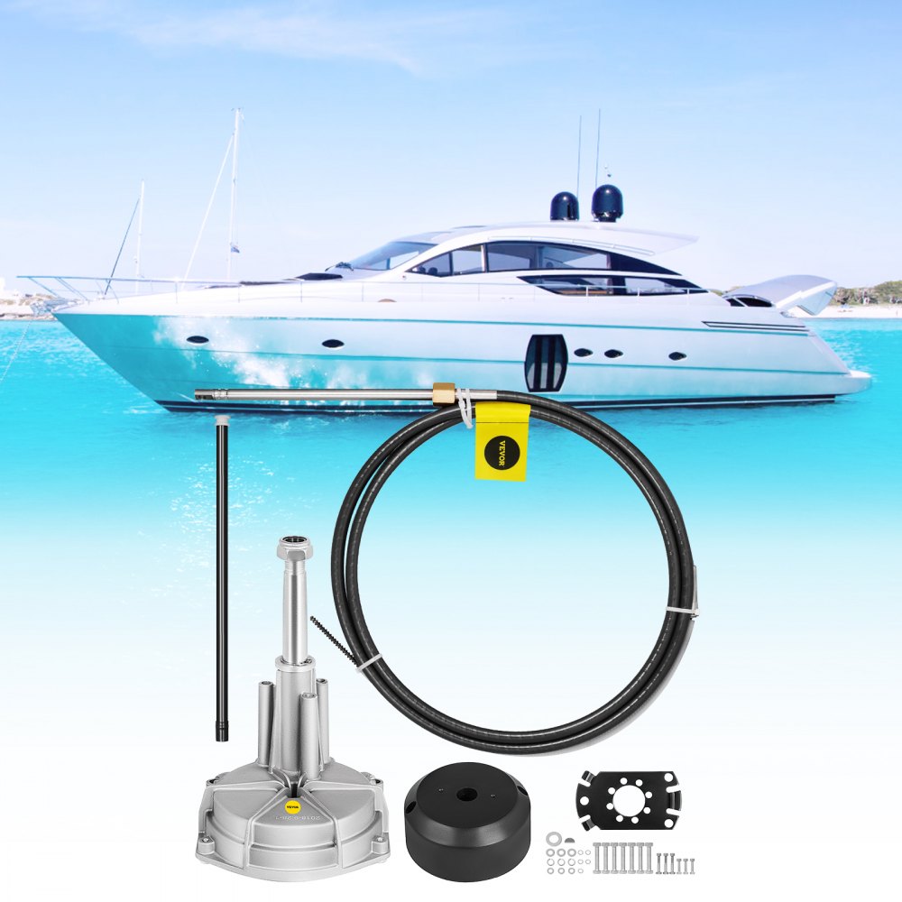 010537973930 - VEVOR 14ft Boat Steering Kit for Easy Navigation