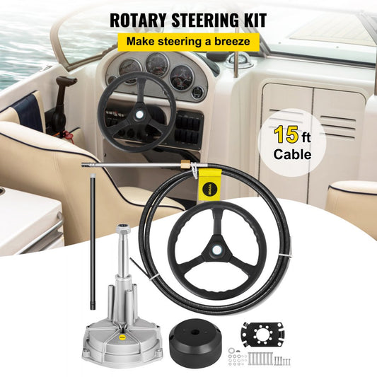 010772597775 - 15ft VEVOR Boat Steering Cable System for Easy Control