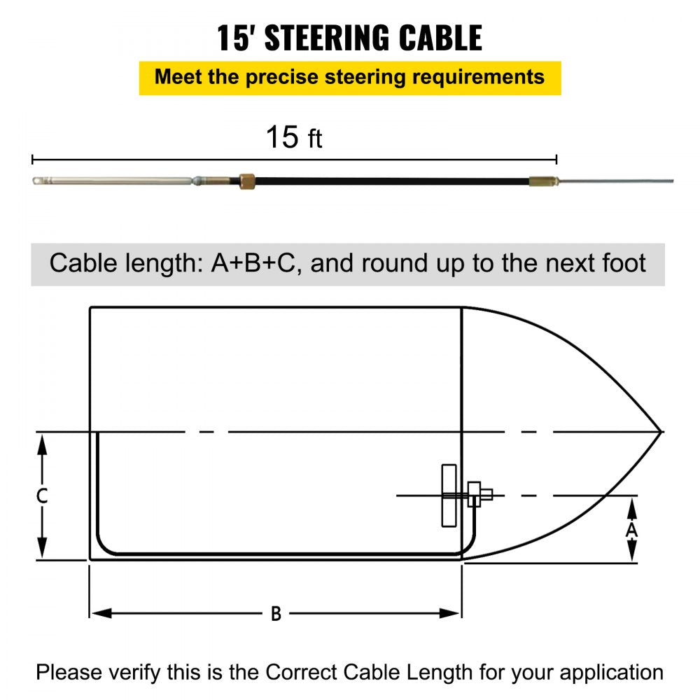 010737247584 - 15' Rotary Steering Kit for Smooth Boat Navigation