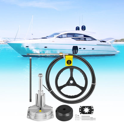 010133404505 - 16' VEVOR Rotary Boat Steering Kit, Durable & Effortless Control