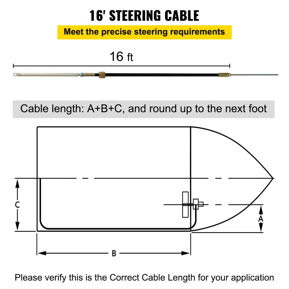 010335790324 - 16' Rotary Boat Steering System for Smooth Control