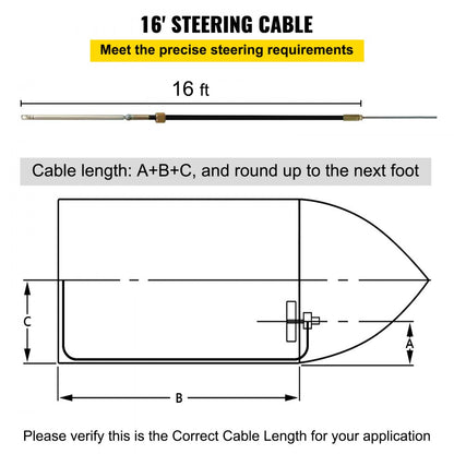 010335790324 - 16' Rotary Boat Steering System for Smooth Control
