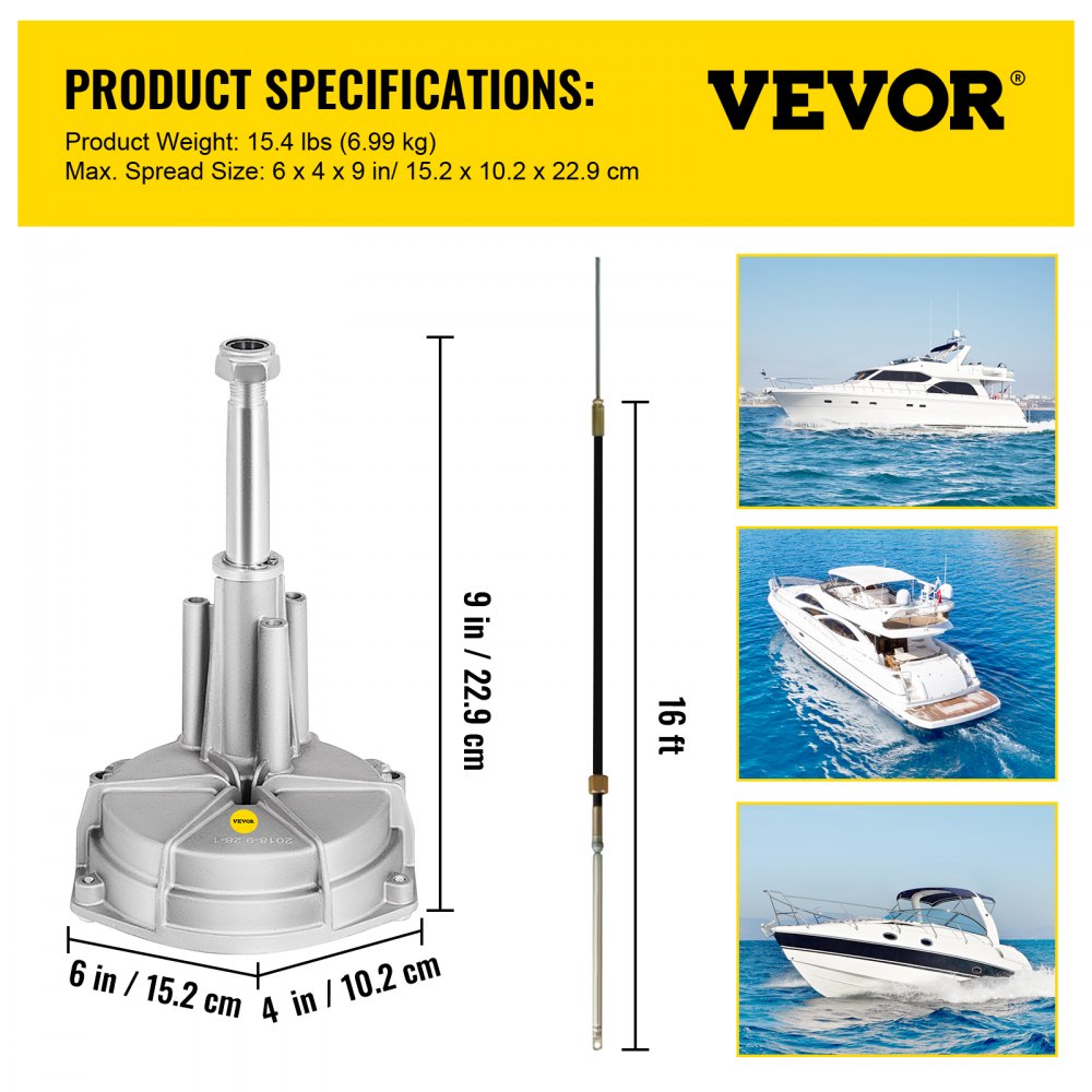 010335790324 - 16' Rotary Boat Steering System for Smooth Control