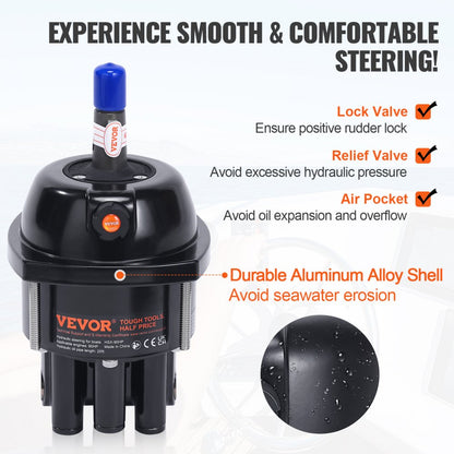 Hydraulic Boat Steering Kit - 90HP Marine System with Hoses & Valves