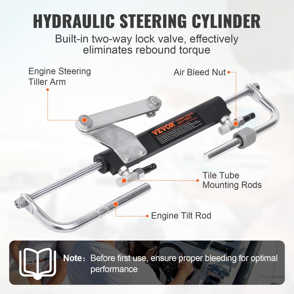 Hydraulic Boat Steering Kit - 90HP Marine System with Hoses & Valves