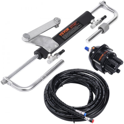 Hydraulic Boat Steering Kit - 90HP Marine System with Hoses & Valves