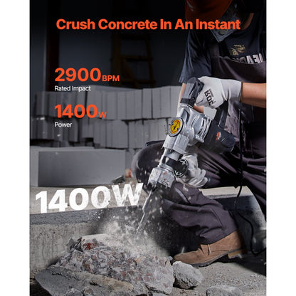 JH-0840 - 1400W VEVOR Demolition Jack Hammer with 2900 BPM Impact