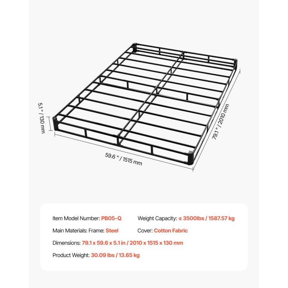 PB05-Q - Durable 79.1" Metal Box Spring, 3500 lbs Weight Capacity