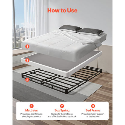 PB04-Q - Queen Box Spring Frame - 79.1" Metal Design, Supports 3500 lbs