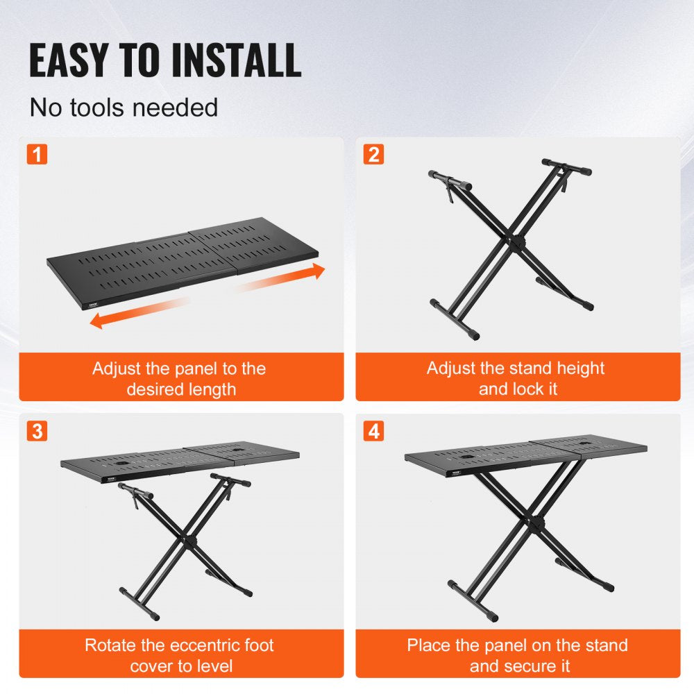 DJ-4 - Adjustable VEVOR DJ Table Stand, 32.28"x18.31", Durable Alloy Steel